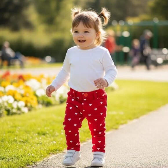 Baby Gap 1969 Red Mini Skinny Heart Print Denim Pants 12-18 Months - Picture 11 of 11